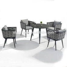 Best price outdoor patio rope woven furniture Aluminum frame with powder coated hotel dining set